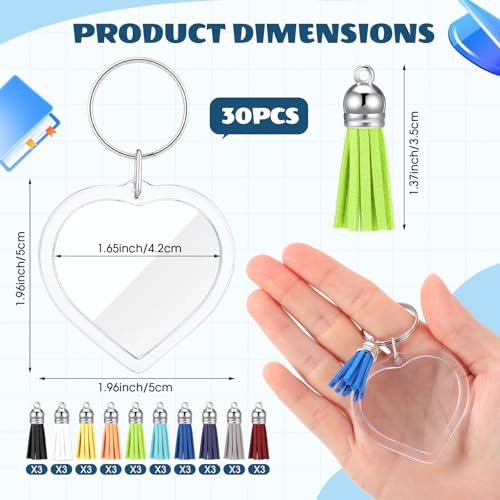 Image of Yaomiao Acrylic Photo Keychain with Tassel Clear Blank Custom Keychain Frame Holder Insert Picture Keyring Making Kit