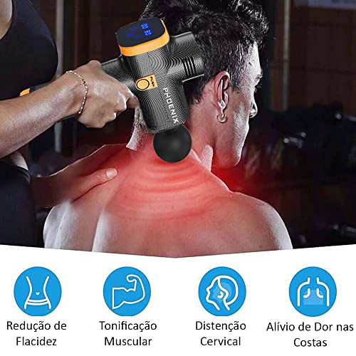 Pistola Massageadora Phoenix A2 Profissional Muscular Corporal Alivio de Dor Tratamento Fisioterapêu