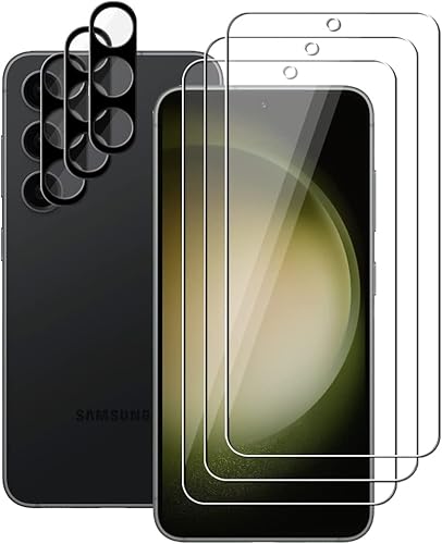 (3+3) (compatible con desbloqueo de huellas dactilares) para Samsung Galaxy S23 Plus 5G (6.6 pulgadas), paquete de 3 protectores de pantalla de