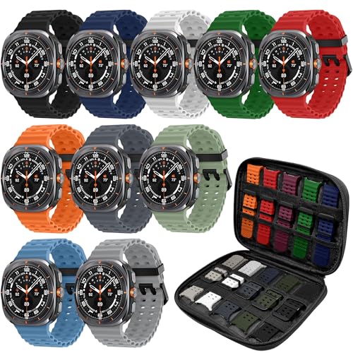 10 Pack Watch Band and Organizer Compatible for Samsung Galaxy Watch Ultra 47mm (2025/2024) Adjustable Elastic Breathable Replacement Strap for Samsung Galaxy Watch Ultra Women Men