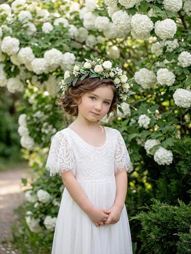 Image of 2Bunnies Girl Peony Lace Back A-Line Straight Tutu Tulle Party Flower Girl Dress