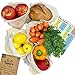 EcoYou Wiederverwendbare Obst- & Gemüsebeutel aus Bio Baumwolle 5er Set Inkl. Brotbeutel & SAISONKALENDER - Nachhaltige Einkaufsnetze Obst- & Gemüsenetze mit Gewichtsangabe