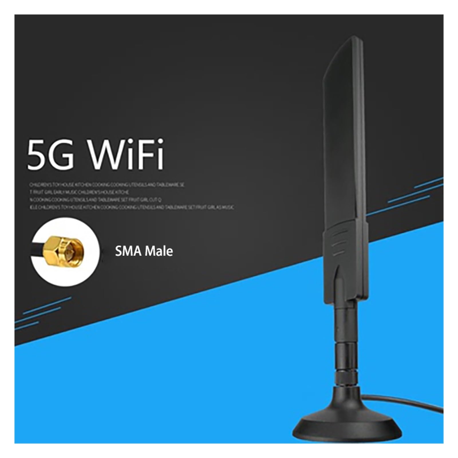 Antena Dwupasmowa 5G WiFi, Wzmacniacz Sygnału Omni, Pełnopasmowy Antenowy 4G, Magnetyczna Podstawa TS9 Do Karty Sieciowej Routera Bezprzewodowego Easy Szeroka Kompatybilność(5G SMA Male)