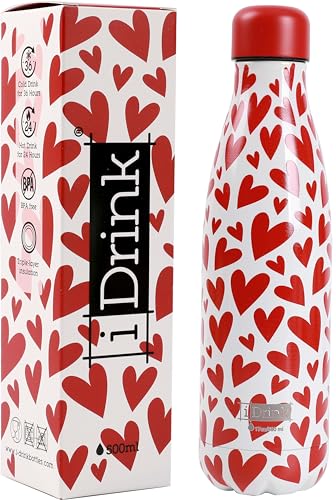 Botella isotérmica decorada 500 ml Corazones