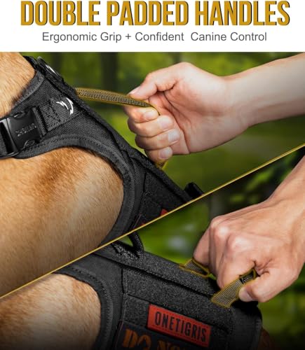 image for OneTigris Tactical Large Dog Harness, 5X Metal Buckled No Pull Service