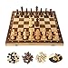 NLLeZ 1 Set 3 in 1 Legno Set di Scacchi internazionali Set di scacchiere in Legno Giochi di Scacchi Dama Puzzle Gioco Impegnato Regalo di Compleanno per Bambini Scacchiera (Colore : Wooden 44x44cm)