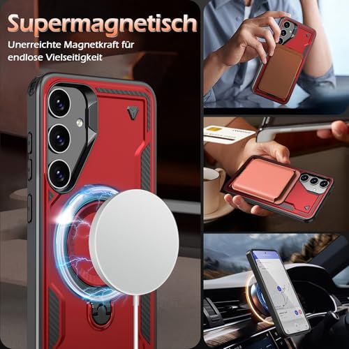 Image of for Samsung Galaxy S25 FE Case Magnetic with Stand, with Mag-Safe, with Screen Protector, Wireless Charging, Shockproof for Samsung S25 FE 5G Phone Case, Ring Holder Phone Cover, for Samsung S25 FE