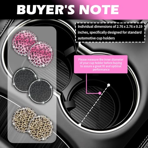 2PCS Portavasos para Carro Estampado Leopardo con Rhinestones miniatura 6