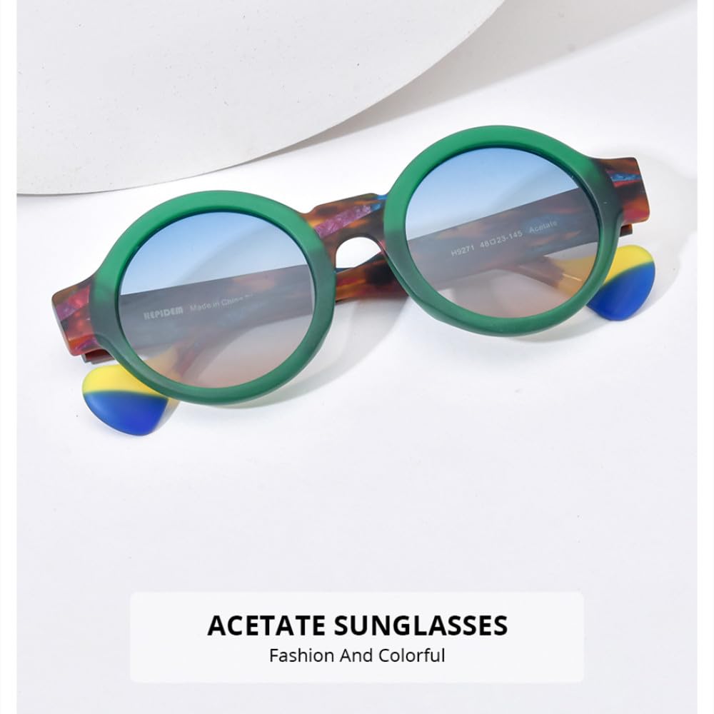 Trendige polarisierte Sonnenbrille aus mattem Acetat, UV400, für Herren, Retro, großer Kreis, rund, mit weitem Bein, für Damen, Schattierungen, Mattrot, Grau, Einheitsgröße