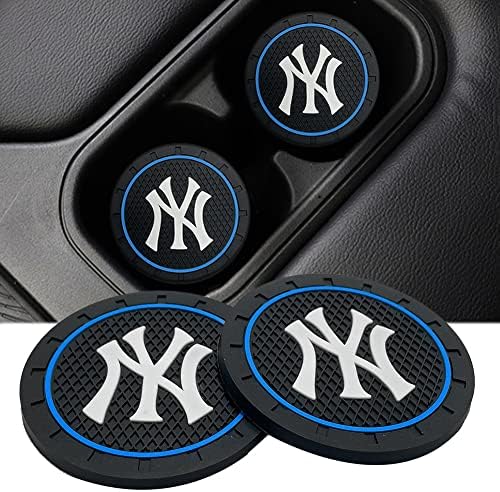 2 Piece Car Cup Holder for Yankees Coasters Waterproof, Universal Silicone Cup Holder Coaster Interior Accessories (Black)