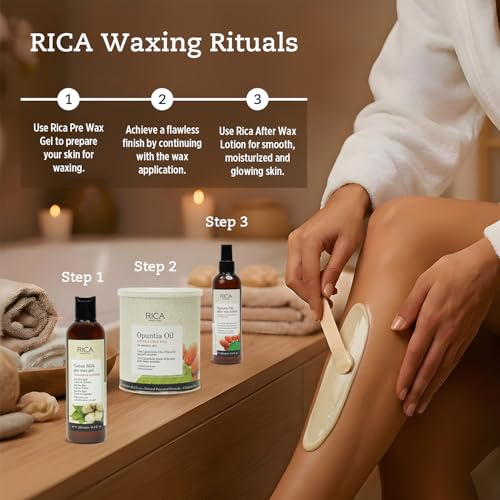 Image of Rica Opuntia Liposoluble Painless Hair Removal Wax For Men & Women| Quick & Easy Tan Removal Waxing for Sensitive Skin| 800 ml, Pack of 1