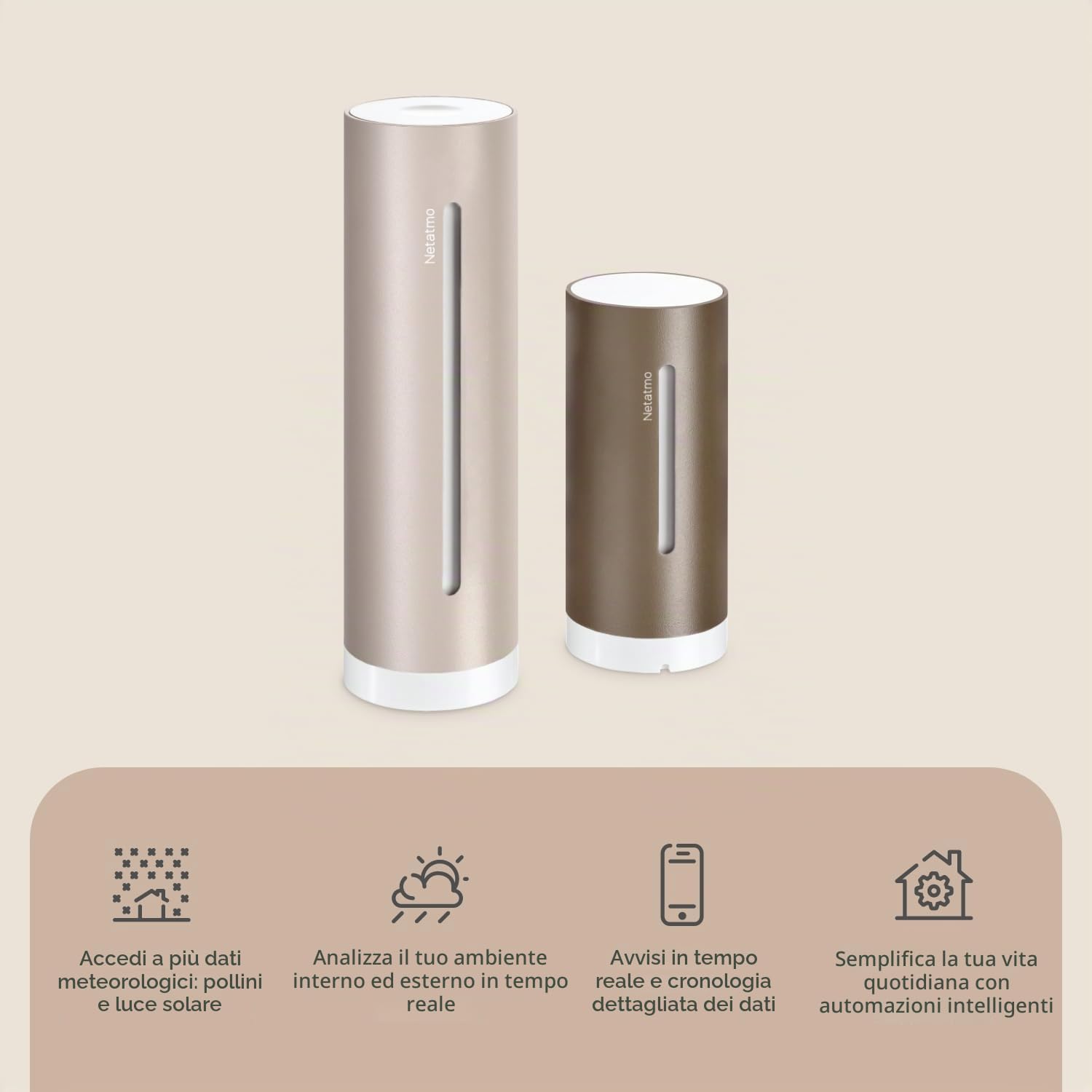 Netatmo Stazione Meteo ORIGINAL 2ª generazione | Interni & Esterni + Pluviometro + Anemometro - Temperatura, Umidità, Qualità aria, UV, Pollini, Previsioni Meteo | Compatibile Apple Home, Alexa, Googl