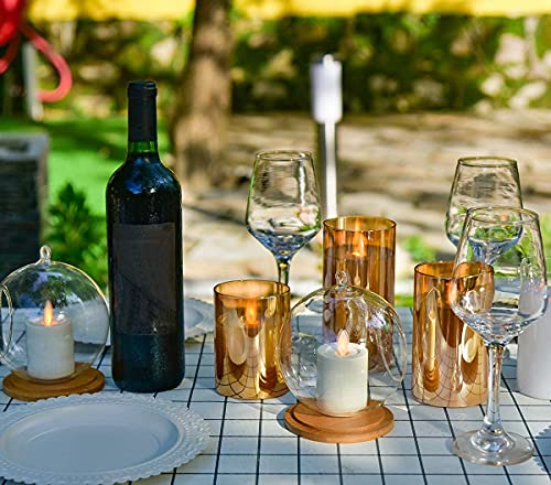 Image of Desidiya Flameless LED Candles Light with Remote Control and Timer - Golden Acrylic Fiber Glass, Battery Powered - Ideal for Home, Festival, and Wedding Decor - Set of 3