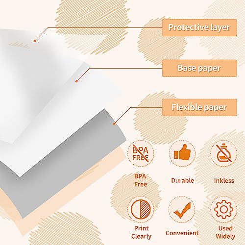 Image of T02 S002 AHM2 Mini Printer Color Thermal Sticker Paper, 50mm, 3 Rolls | 50mmx3.5mm, Strong Sticky, DIY Journal, Color Labels, Keep for 20 Years, 3 Rolls