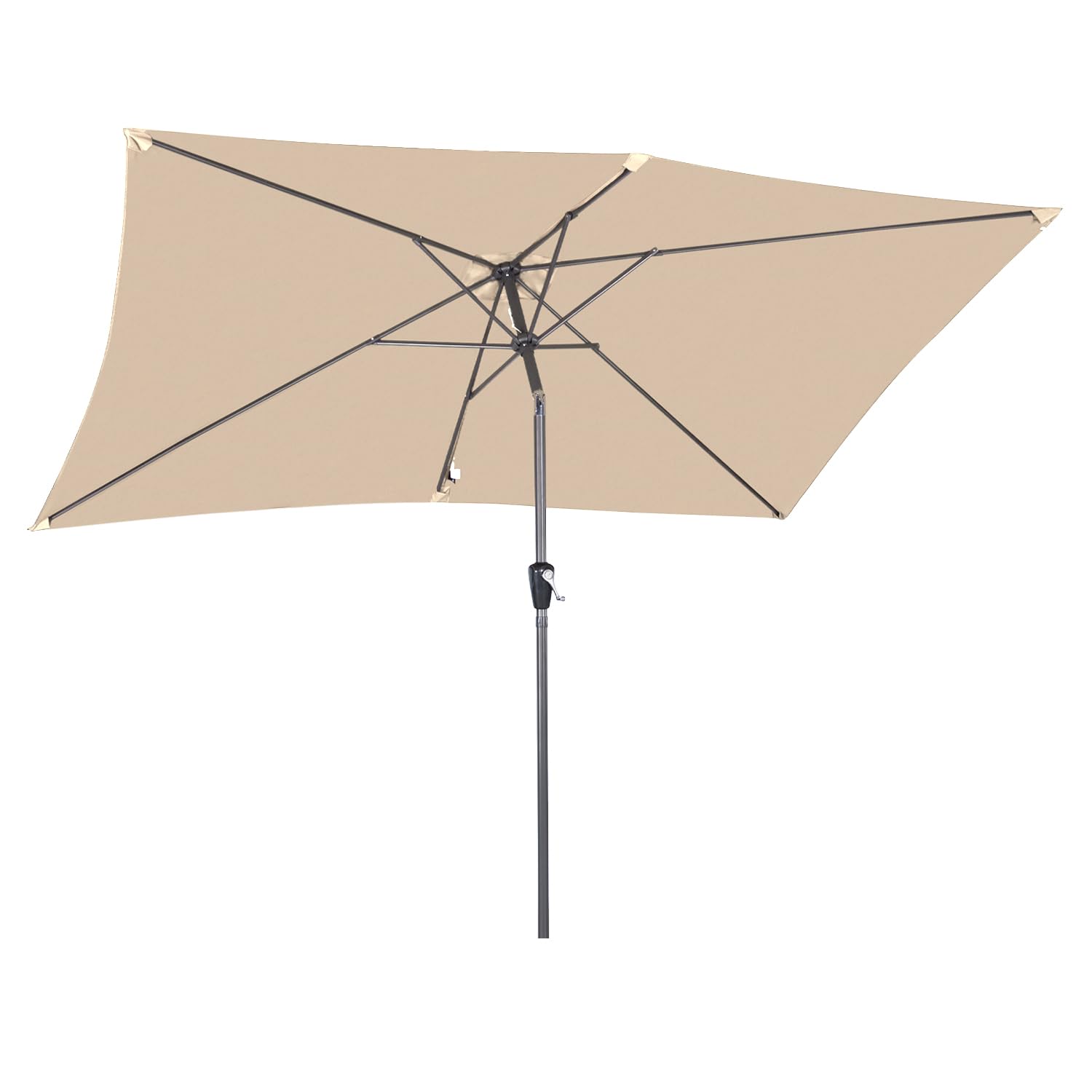 Angel Living 2x3M Sombrilla Parasol de Acero y Poliéster, Parasol Inclinado con Manivela, Mástil Acero 38mm (Beige)