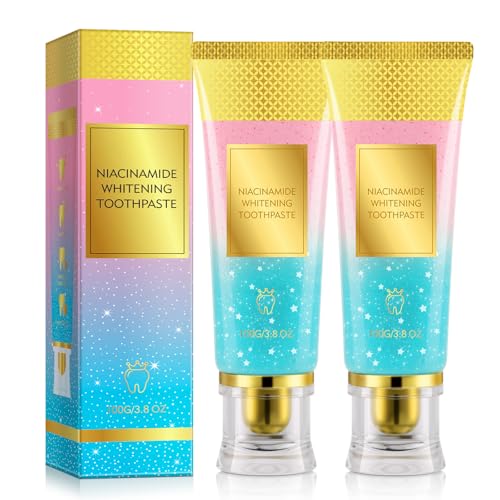 Radiant Whitening Zahnpasta 2 Stück, Nicotinamid Whitening Zahnpasta, Zahnpasta Weisse Zähne für Tiefenreinigung, Zahnschmelzreparatur Zahnpasta Weisse Zähne (Einheitsgrösse, Pfirsich)
