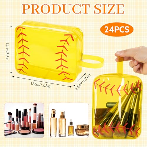 24 Pcs Softball Team Gifts Cosmetic Bags PVC Clear Waterproof Makeup Organizer 7 x 5.5 x 1.8 '' Travel Toiletry Zippered Pouch for Women Coach Party Favors Sport Accessories2