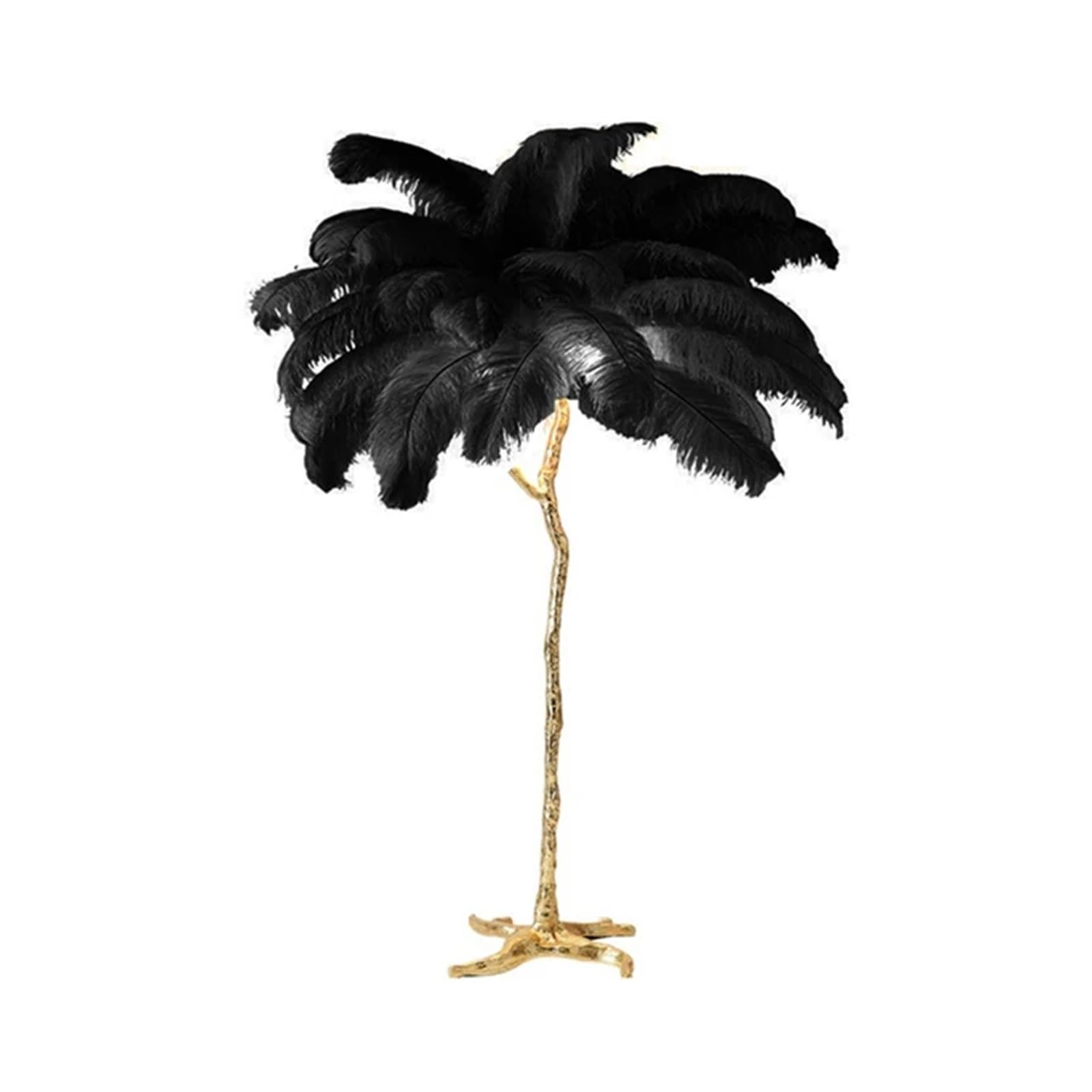 SMTYXS Nordic Luxury Living Room Floor Lamp Ostrich Feather LED for Bedroom Sofa Corner Modern Gold Resin Indoor Light Elegant Luxurious(H80cm 25 Feathers,Black)