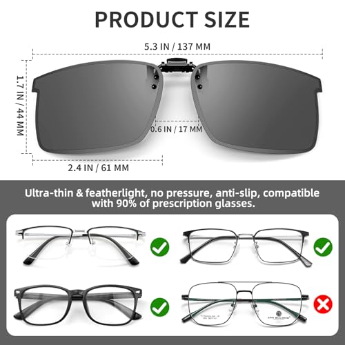 Polarized Sunglasses Clip-on for Men, Lightweight Clip on Sun Lenses with UV Protection for Driving Fishing Golf2