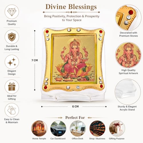Image of Ganesha Car Dashboard | Showpiece Decor Car Idol, Table Decor Religious Frame for Pooja, Prayer and Gift