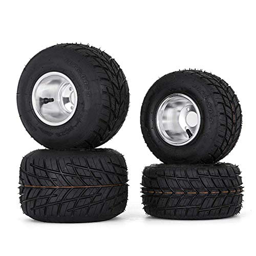 Bestauto Go Kart Tires and Rims 10x4.50-5 Front 11x6.0-5 Rear Go Kart Wheels and Tires Sets of 4