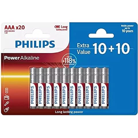 Pilas Alcalinas Philips AAA LR03/1,5V - 20 Unidades Cover