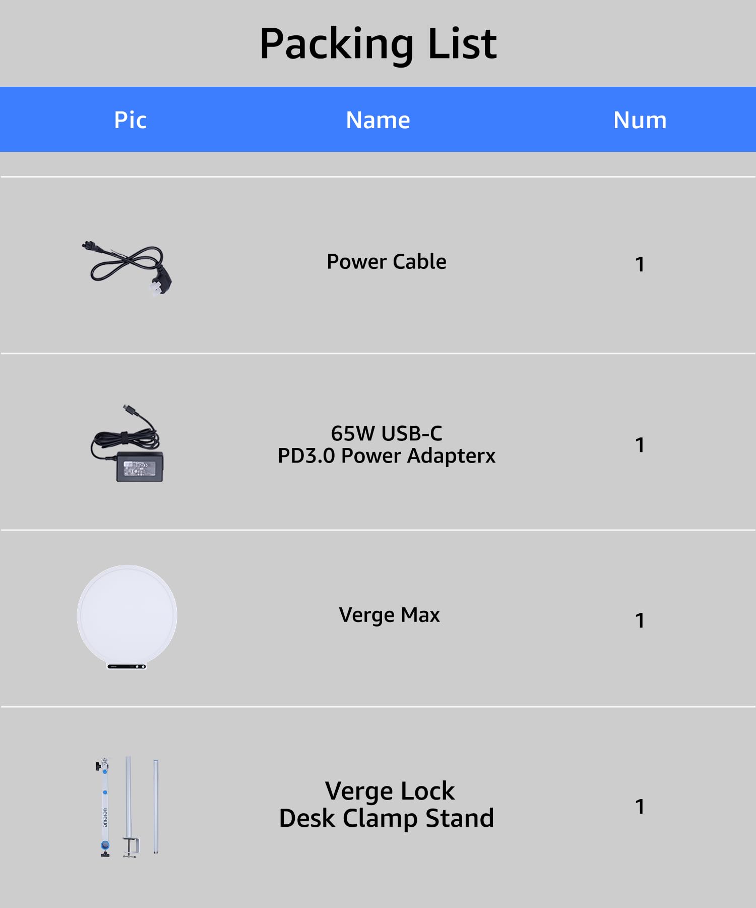 amaran Verge Max 22" Bi-Color Rundlicht für Schreibtisch oder Studio, Edge-Lit LED-Panel, 2700K–6500K, CRI 96, Frontregler & USB-C Stromversorgung, mit Tischklemme – Weiß