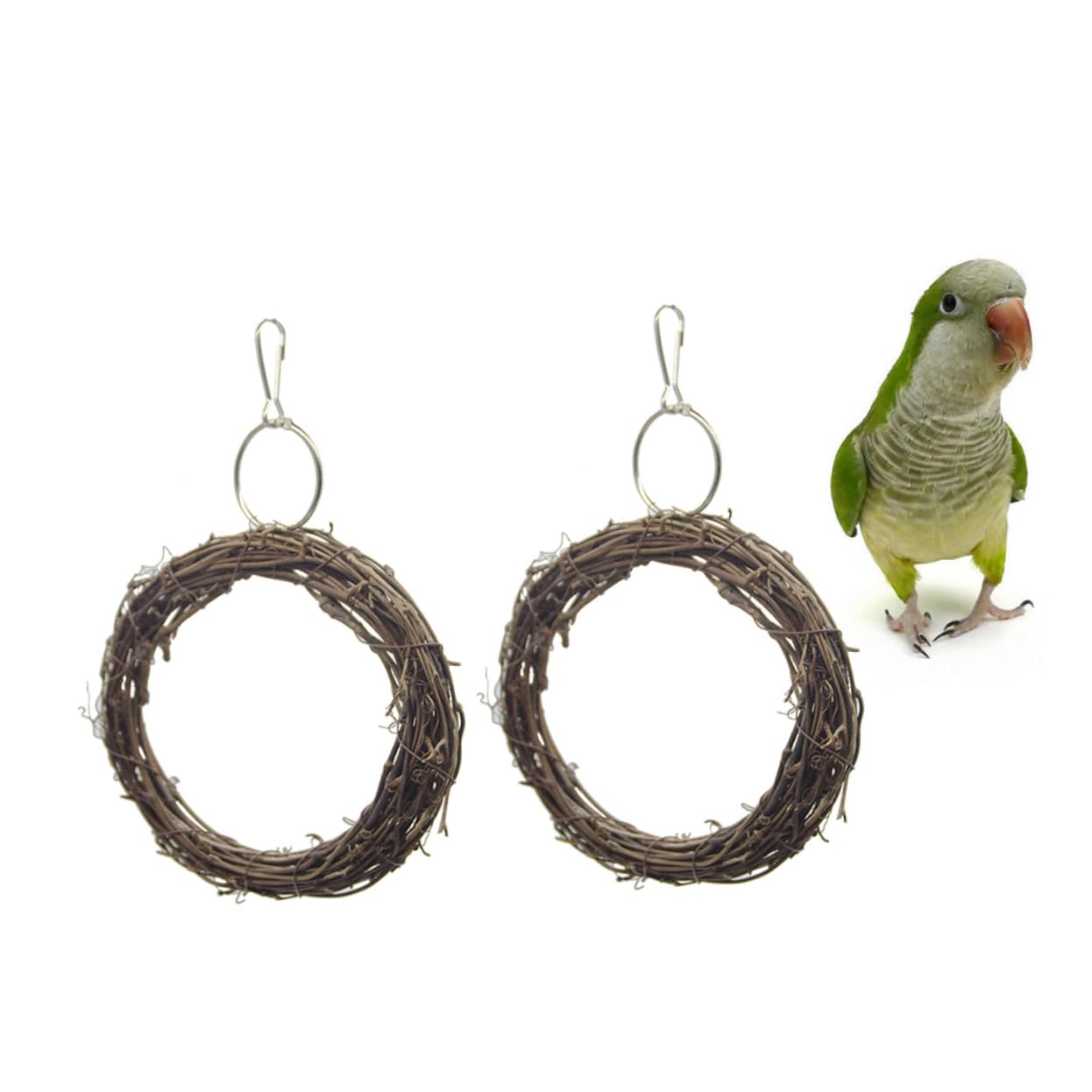 Housoutil 3 Sets Papageien-vogelspielzeug Vogelschaukel Rattan-vogelkreisschaukel Papageienschaukel Sicher Für Heimvögel 2 Stück X 3