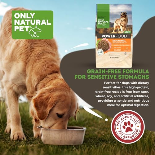 Image of Only Natural Pet Dry Dog Food Canine PowerFood Formula - Paleo Inspired Formula with No Grain, Soy, Corn, Wheat or Oats - Poultry Feast 20 lb Bag