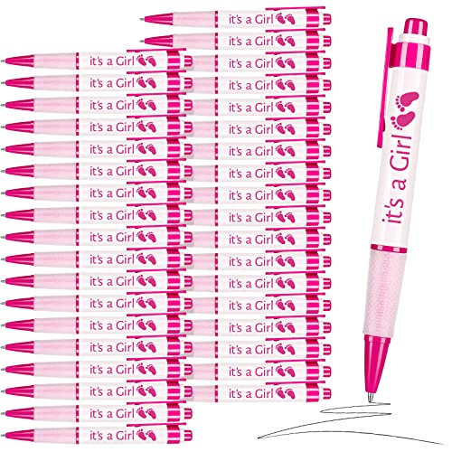 36 bolígrafos retractiles de gel para baby shower azul o rosa miniatura 1