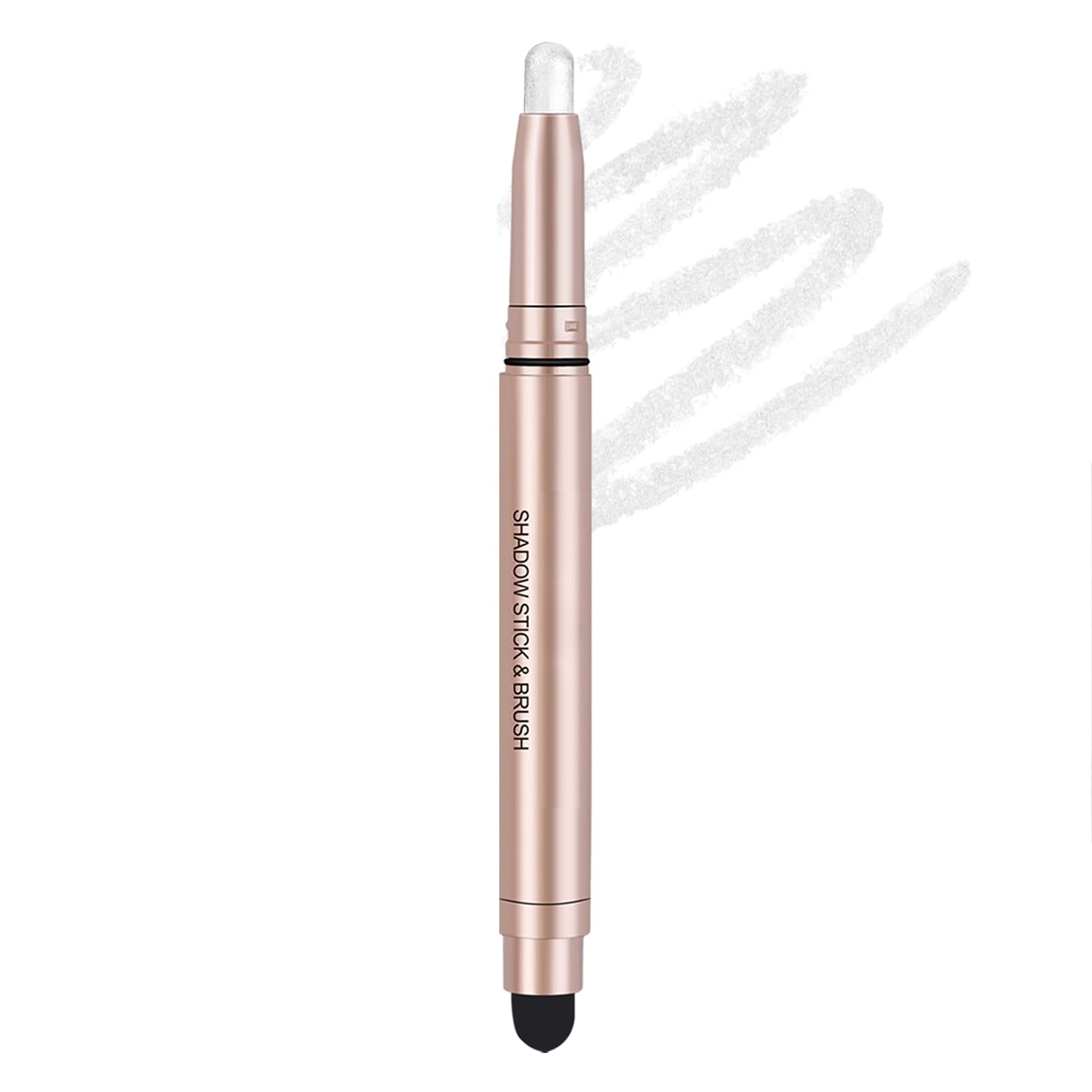 Eyeshadow Stick, Shimmer-Cream Eye Shadow Pencil, Eye Shadow Sticks Long-Lasting Waterproof, Glitter-Eyeshadows Stick with Soft Brush for Eyeshadows Makeup(01Silvery-white)