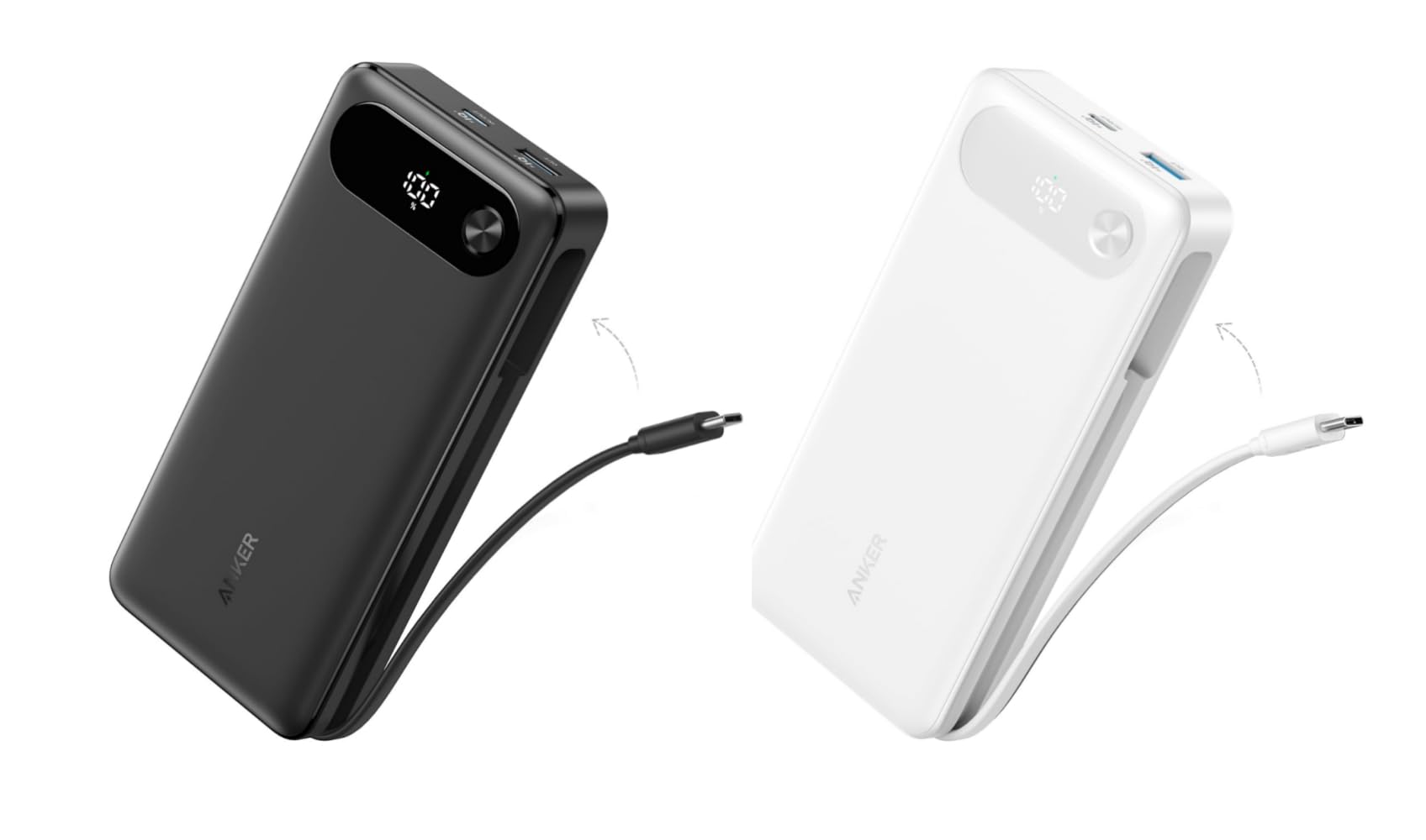 Anker Power Bank 20 000mAh Portable Charger with Built-in USB-C Cable 87W Max Fast Charging Battery Pack for
