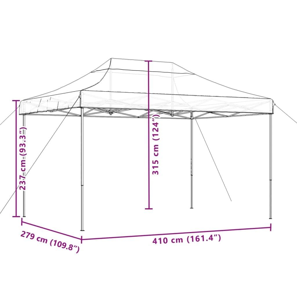 Genérico Tienda de Fiesta Plegable Pop-Up Negra 410x279x315 cm,Casa y jardín,Jardín,Artículos de Exterior,Estructuras de Exteriores,Carpas y cenadores-4005014