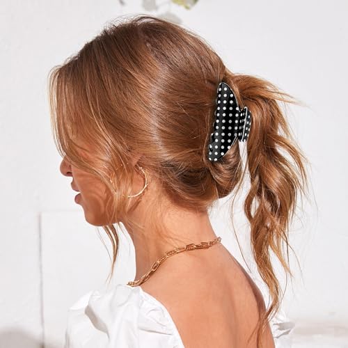 3 Piezas de Pinzas para el Cabello con Motivo de Lunares, Clips Antideslizantes de Acetato para Cabello Grueso, Accesorios para Peinados Recogidos y Medio Recogidos miniatura 6