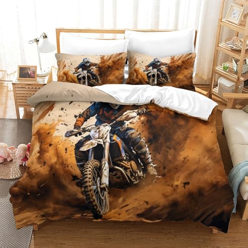 Housse de couette moto du désert motif 3D finition haut de gamme 200x200 - 3