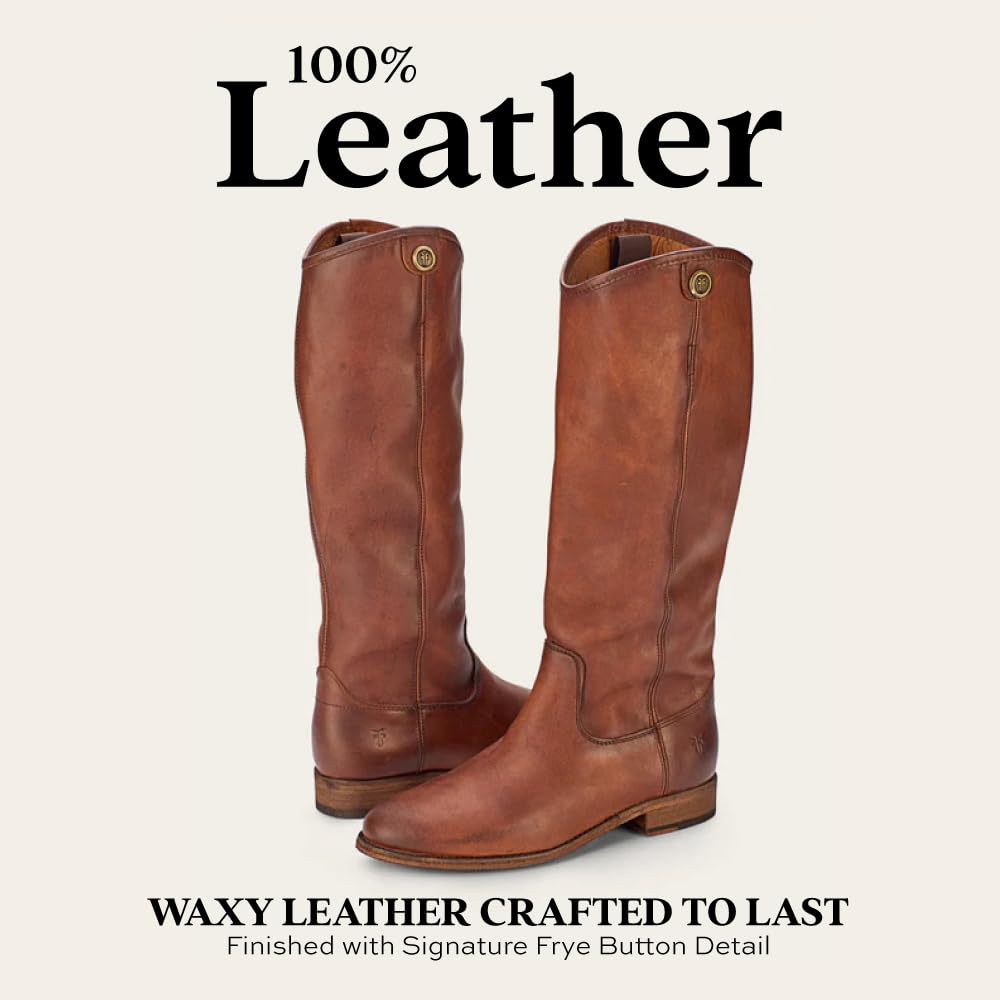 Frye Melissa Button 2 Equestrian-Inspired Tall Boots for Women Made from Hard-Wearing Vintage Leather with Antique Metal Hardware and Leather Outsole – 15 ½” Shaft Height: 7 Cognac Extended Calf