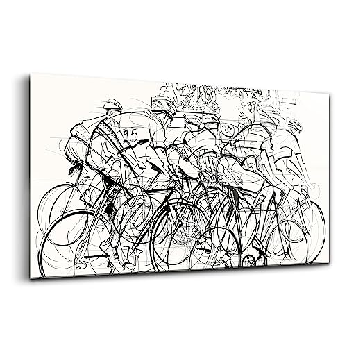 Verre d'art pour l'intérieur Wallfluent tableau de cyclisme abstrait