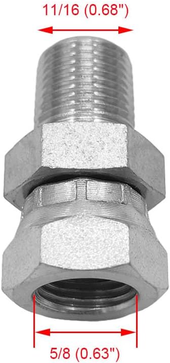 (2-PACK) 1404-06-06 Hydraulic Hose Adapter Fitting 3/8" Male (3/8-18 NPTF) × 3/8" Female Swivel (3/8-18 NPSM) SAE Straight Pipe Joints Connector Carbon Steel