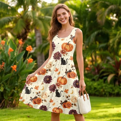 Image of TOADDITDO Womens Summer Sleeveless Tank Dress with 2 Side Pockets XS-4XL Plus Size