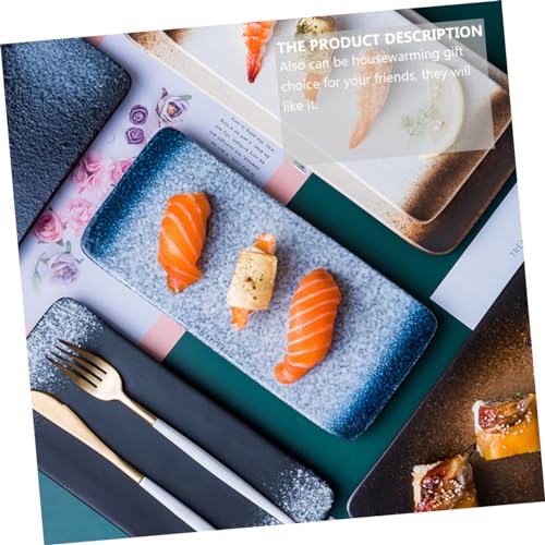 Bandeja japonesa para sushi rectangular de cerámica miniatura 3