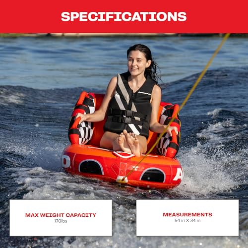 Image of Airhead Mable Towable Tube for Boating, 1-4 Rider Inflatable Boat Tube for Water Tubing, Heavy Duty Full Nylon Cover, EVA Foam Pads, Dual Tow Point, Patented Speed Safety Valve