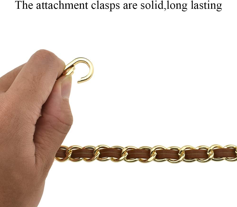 HAHIYO Metal Plus Synthetic Leather Purse Chain Strap Length 39.4 Inches Brown Gold for Shoulder Cross Body Sling Purse Handbag Clutch Replacement Comfortable 0.47 Inches Wide 5mm Extra Thick 1 Pack - Image 6