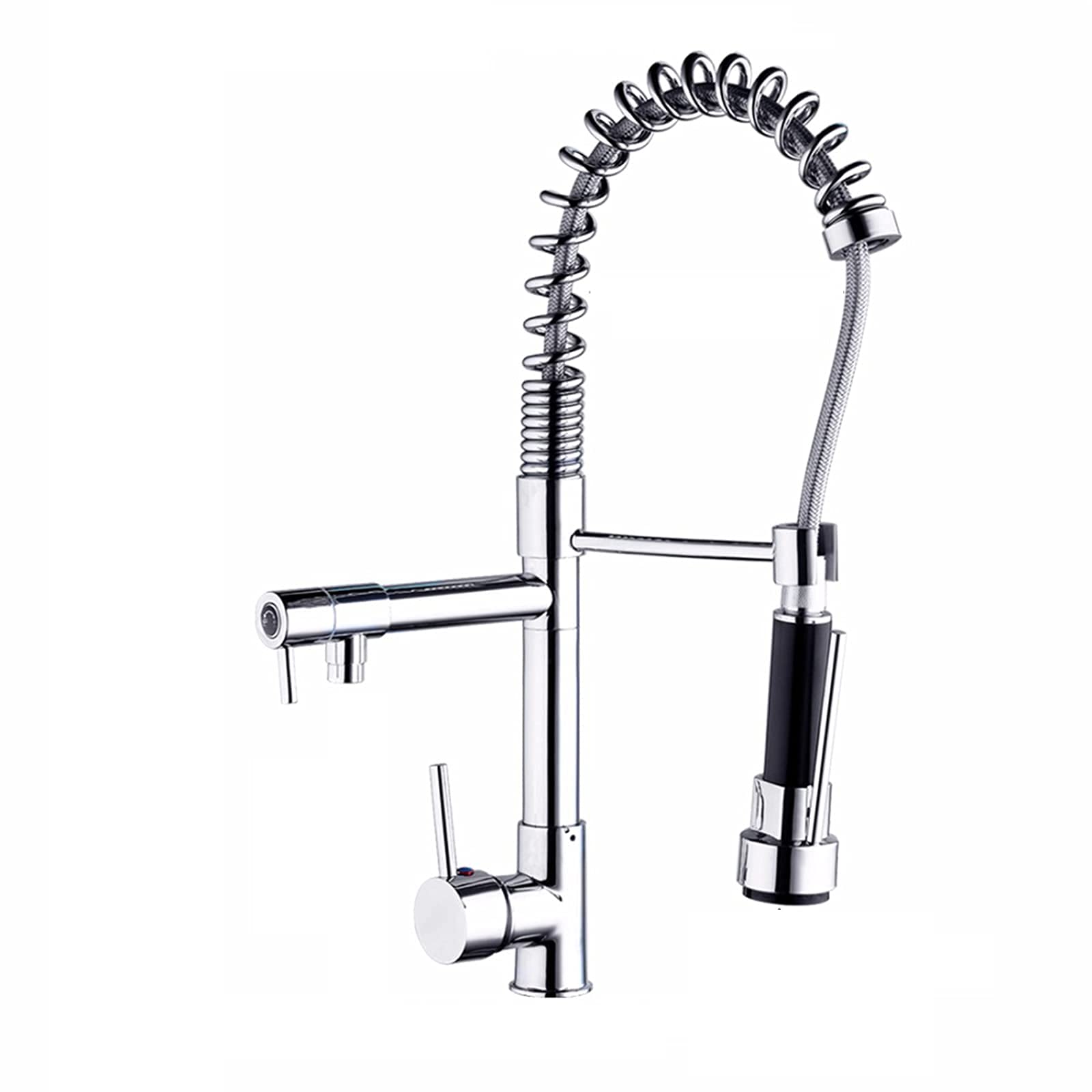 VDOQTLJT Kitchen Tap Brass Faucet 2 Modes Sink Mixer Spring Type Can Rotate 360° Taps is A Good Helper for Home Black(Cromo)