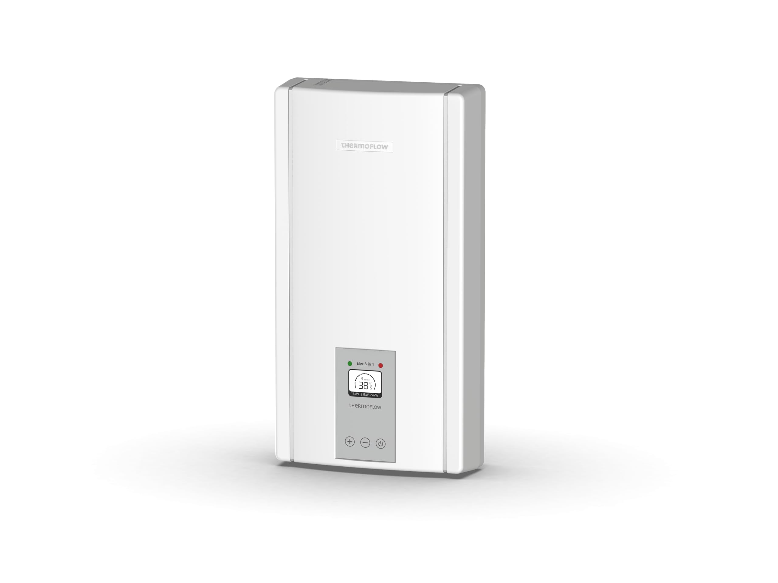 Thermoflow Elex 3in1 Durchlauferhitzer druckfest/Leistung: 24 kW / 400 V/Warmwasserbereiter 35-55 °C/G 1/2“ Anschluss / 13 L/min/Durchlauferhitzer für Waschtisch, Bad oder Küche / ELEX3IN1