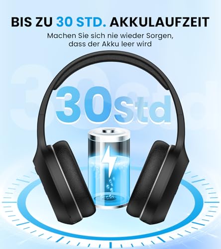 Edifier W600BT Kabellose Over-Ear Kopfhörer, Bluetooth V5.1, Kristallklare Anrufe, 40mm Treiber, 30 Stunden Wiedergabezeit, Verbindung mit 2 Geräten, Integriertes Mikrofon, Leicht - Schwarz – Bild 4