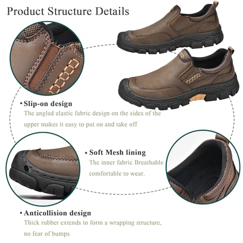 Men's Lightweight Leather Slip on Casual Loafers Breathable Non Slip Driving Walking Shoes Moccasins Business for Wedding Outdoor Hiking2