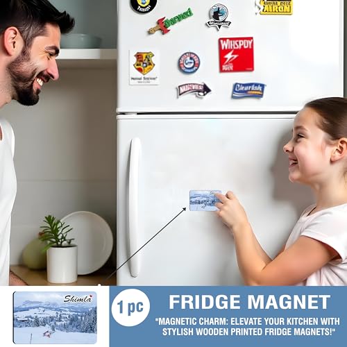 Image of Elegant Fridge Magnet with Themes |Rectangular Size Refrigerator Magnet with Magnetic Rubber Back | Pack of 1, 8.6cm X 5.4cm (Shimla - Design 1)