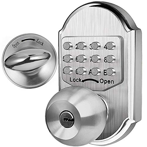 Elemake Keyless Entry Door Lock, Mechanical Keypad Door Lock, Keyless Deadbolt Lock, Door Knob with Keypad, Combination Security Digital Lock