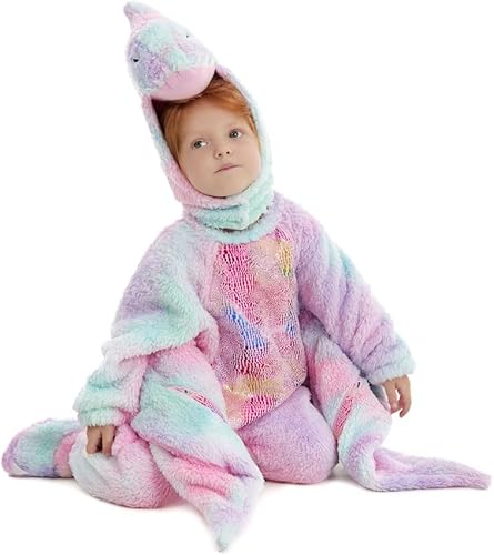 Miniatura 8 de HSCTEK Disfraz de dinosaurio para bebé, disfraz de triceratops para bebés, niñas y niños, disfraz de Halloween para bebés recién nacidos de 12 a 18