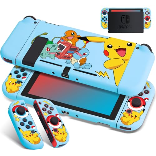 Xcitifun Protective Case Designed for Nintendo Switch Soft TPU Cases for Girls Boys Kids Cartoon Cute Kawaii Character Switch Shell Compatible with Nintendo Switch Controller Cover – Blue Play Game